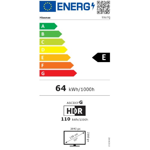 TV UHD HISENSE 55U7Q SMART 4K MINI LED 144Hz